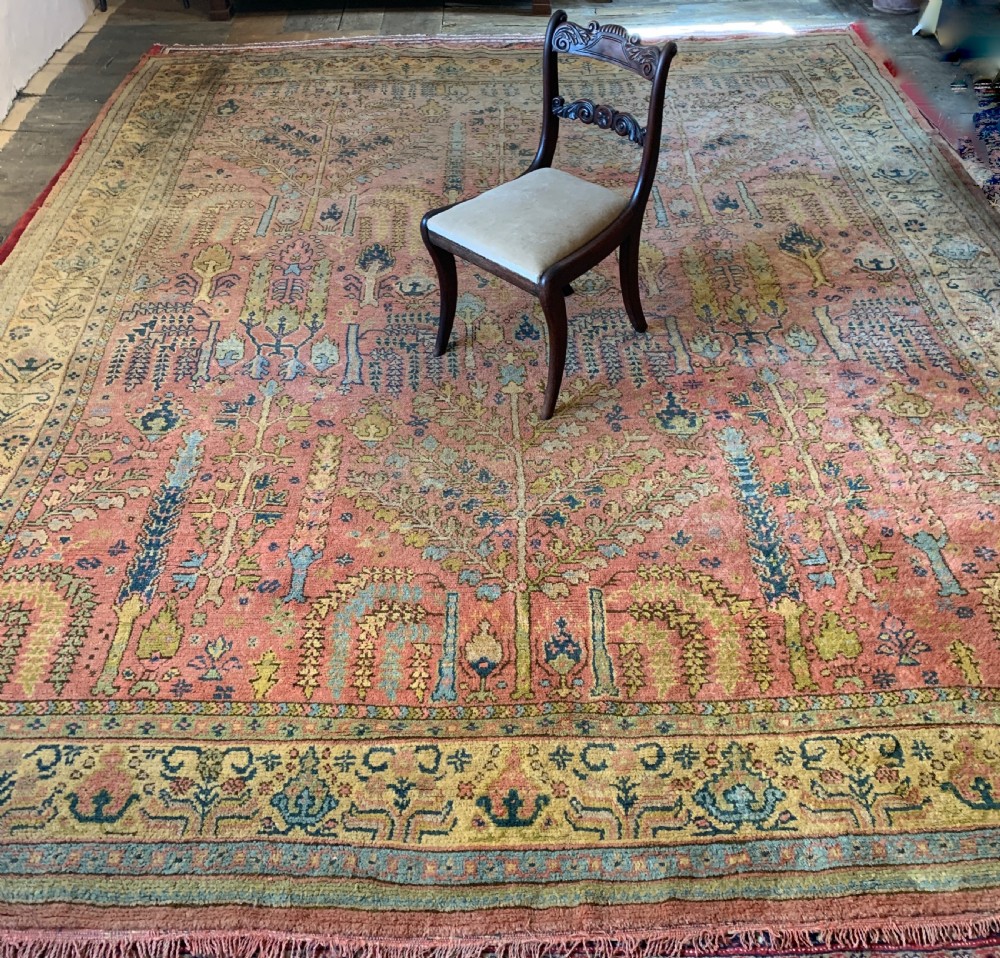 Large Antique Ushak Willow Tree Carpet View VI