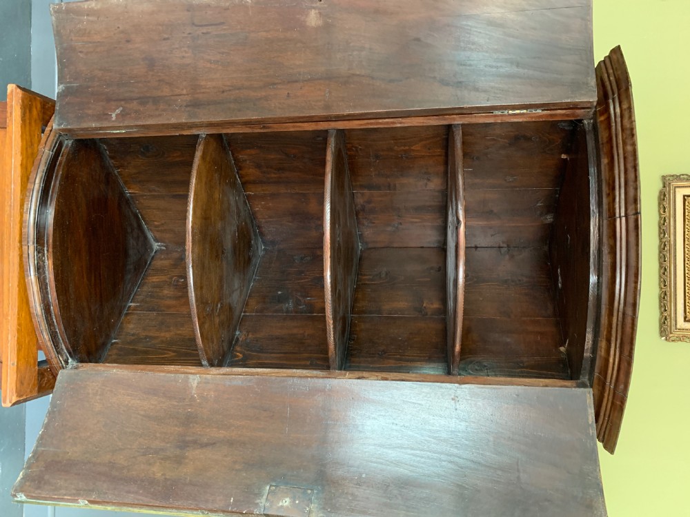 Georgian mahogany wall hanging bow front corner cupboard View V