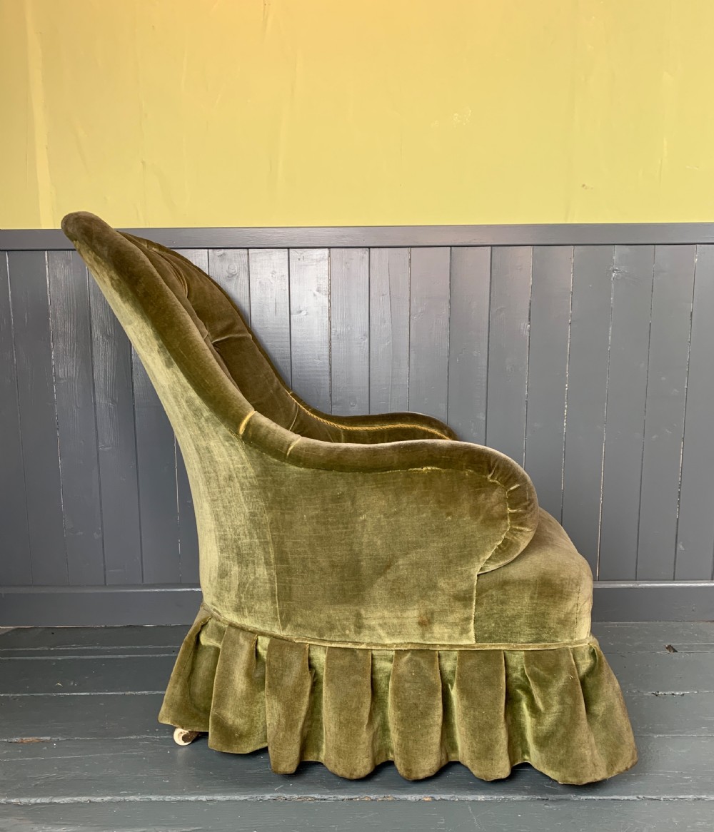 Victorian iron framed button back armchair View IV