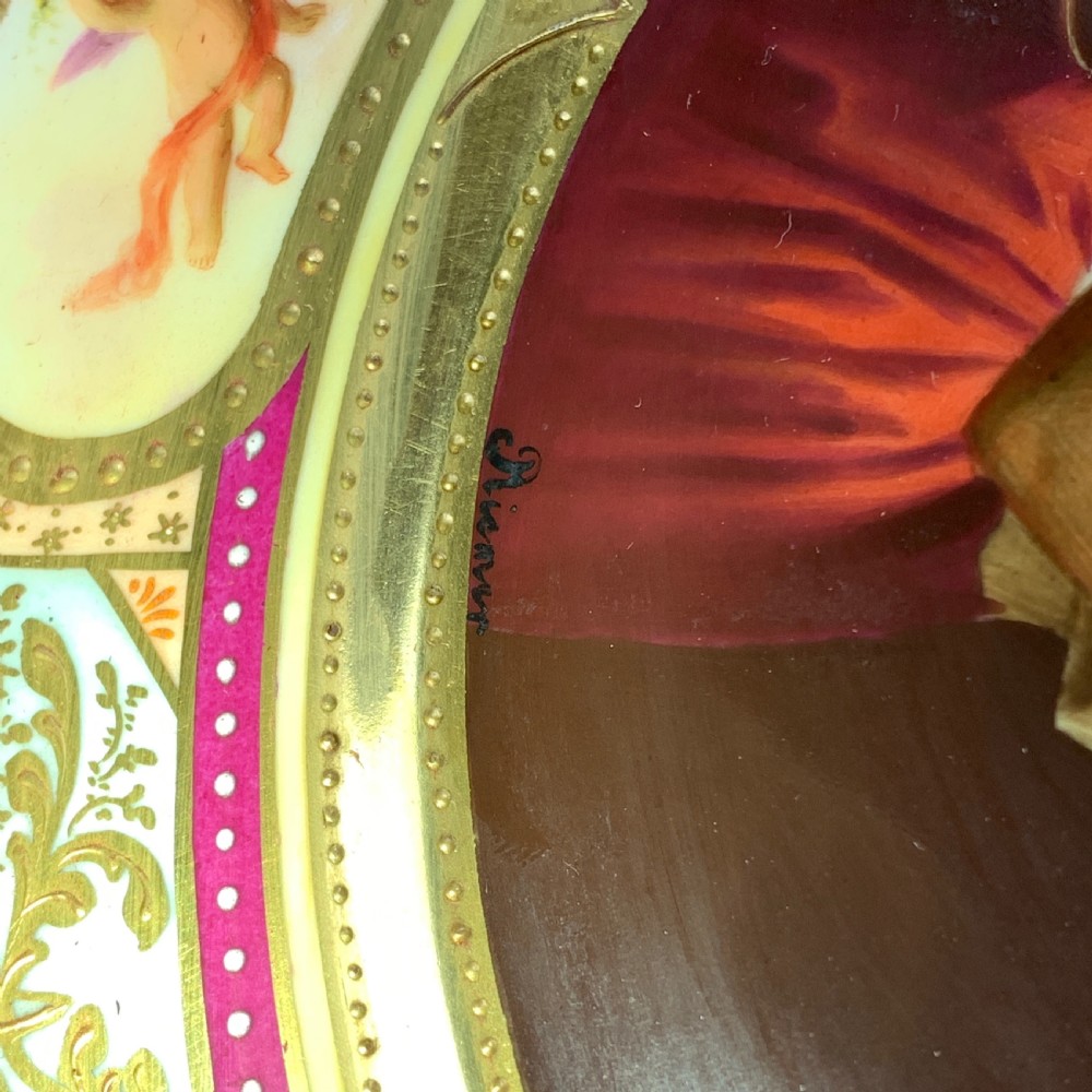 Vienna hand painted porcelain cabinet plate titled Gute Nacht View III