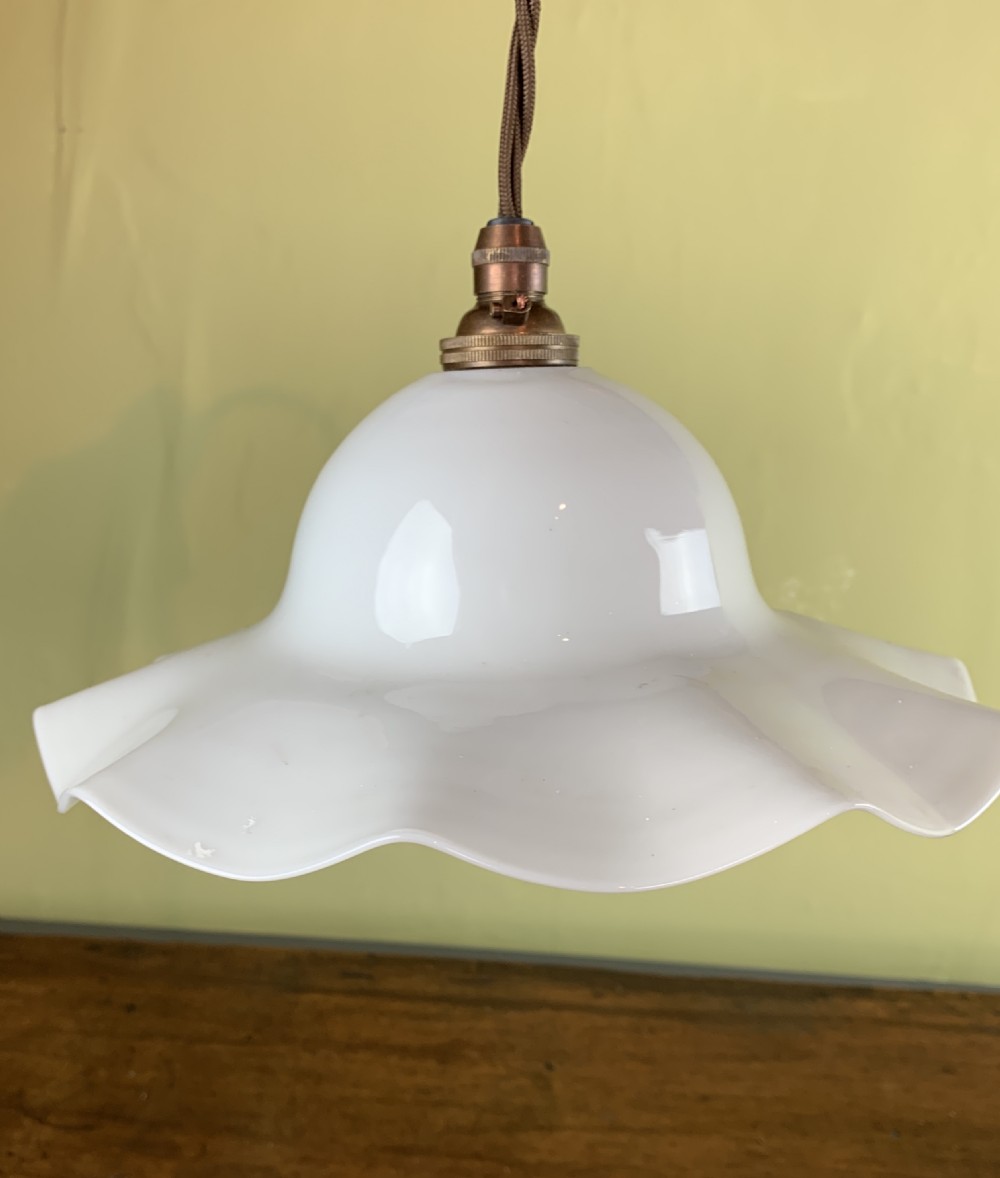 Pair of French opaline glass pendant lights View III