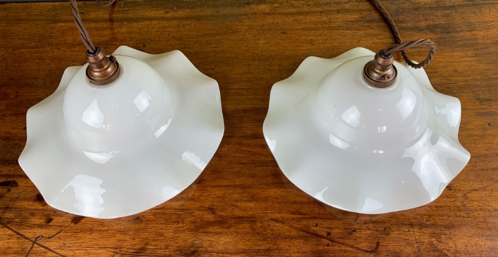 Pair of French opaline glass pendant lights View IV