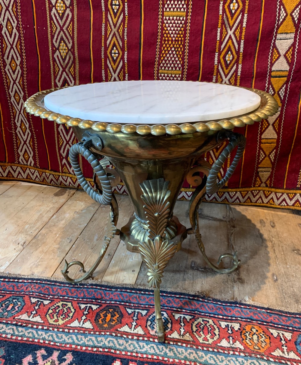 Antique Turkish brass brazier side table
