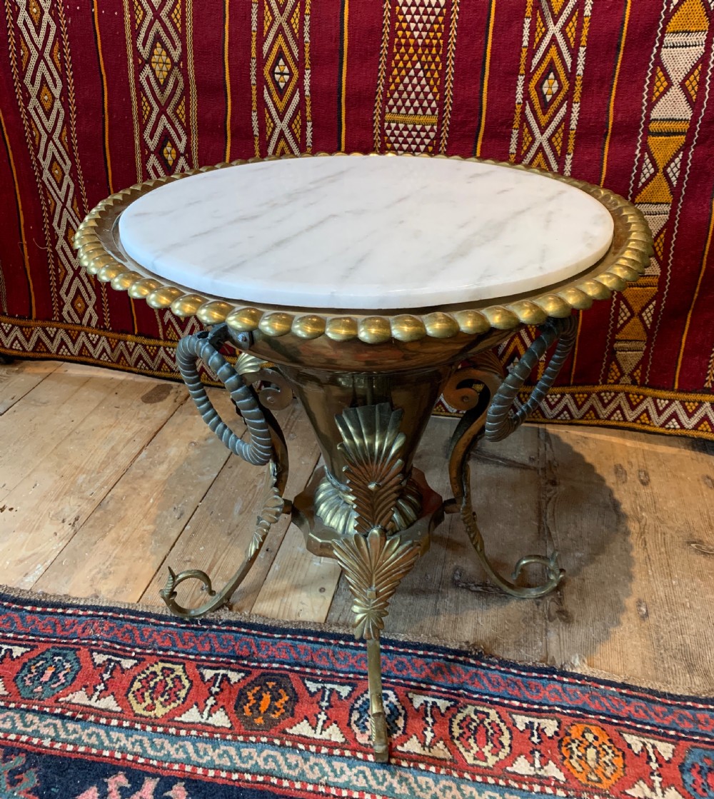 Antique Turkish brass brazier side table View IV