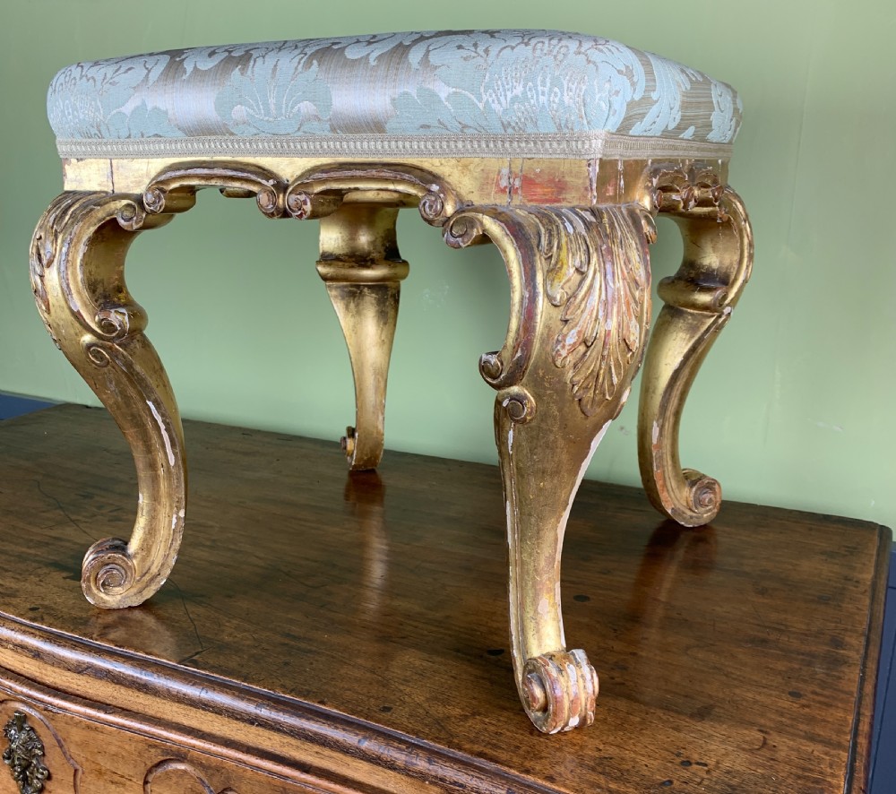 Antique carved giltwood stool in Rococo style View II