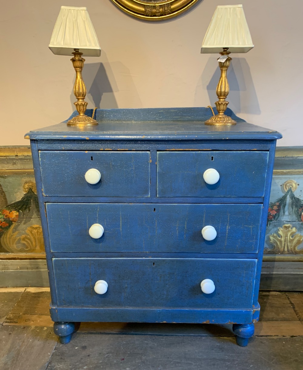 Victorian blue painted pine chest of drawers View VII