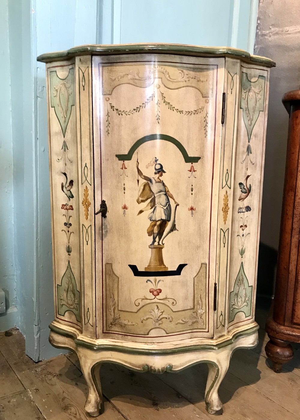 Antique Venetian hand painted corner cupboard