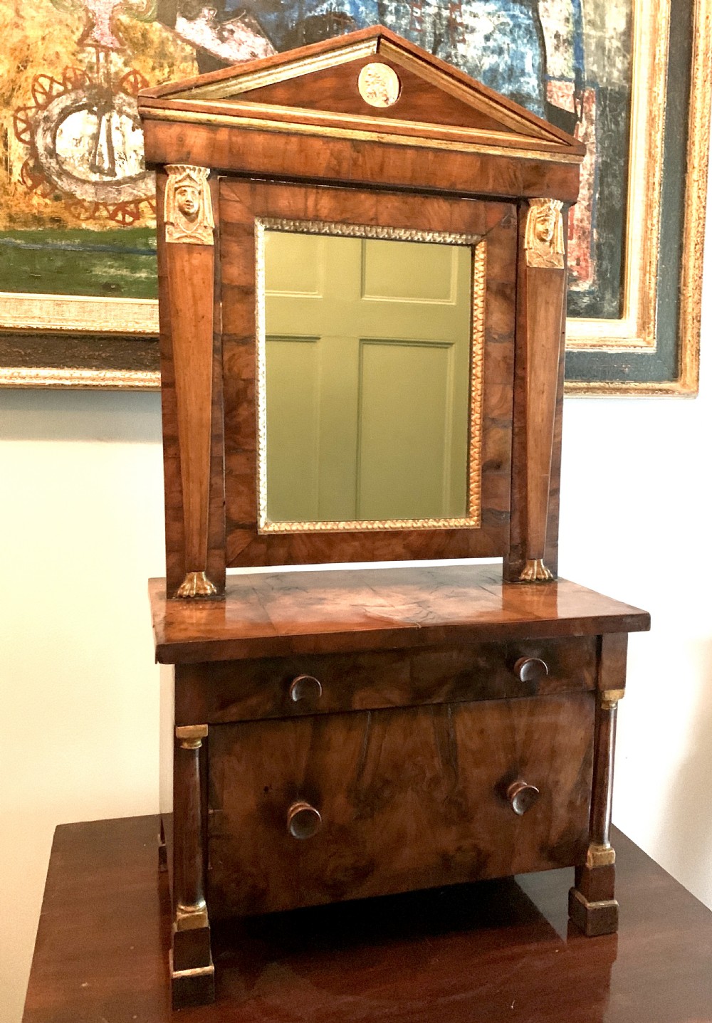 French Empire mahogany dressing mirror in Greco Egyptian taste View III