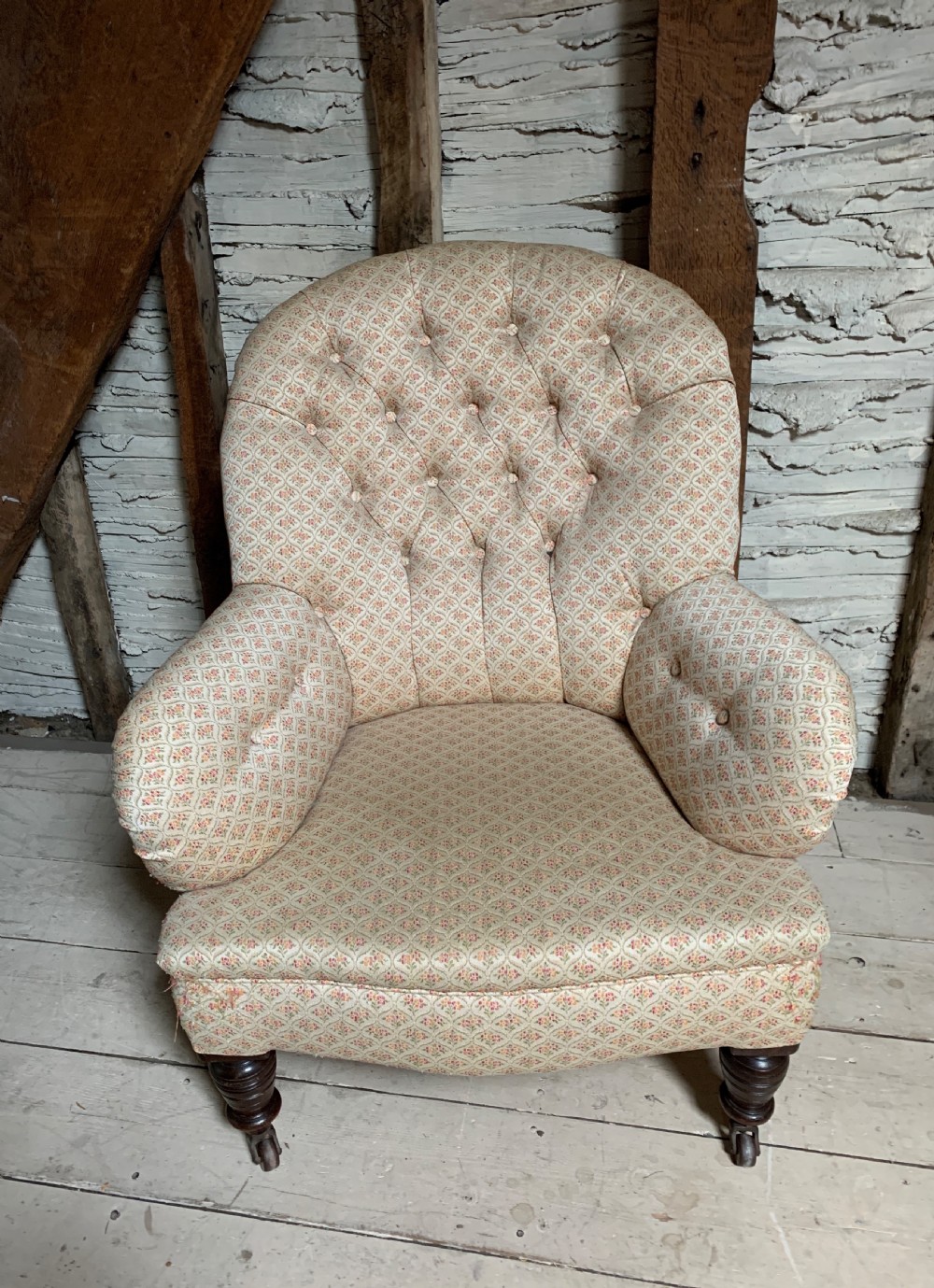 Antique button back armchair of good proportions View III