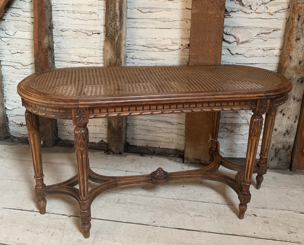French Louis XVI style window seat stool with cane seat