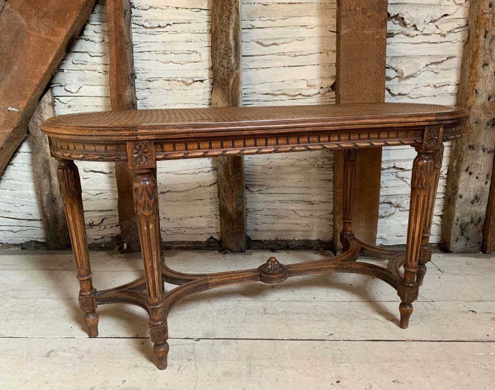 French Louis XVI style window seat stool with cane seat View II
