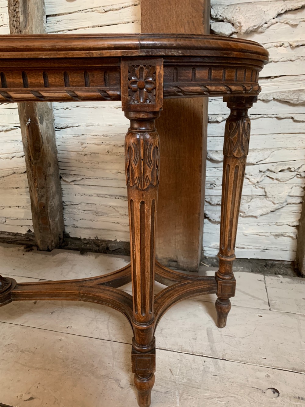 French Louis XVI style window seat stool with cane seat View IV