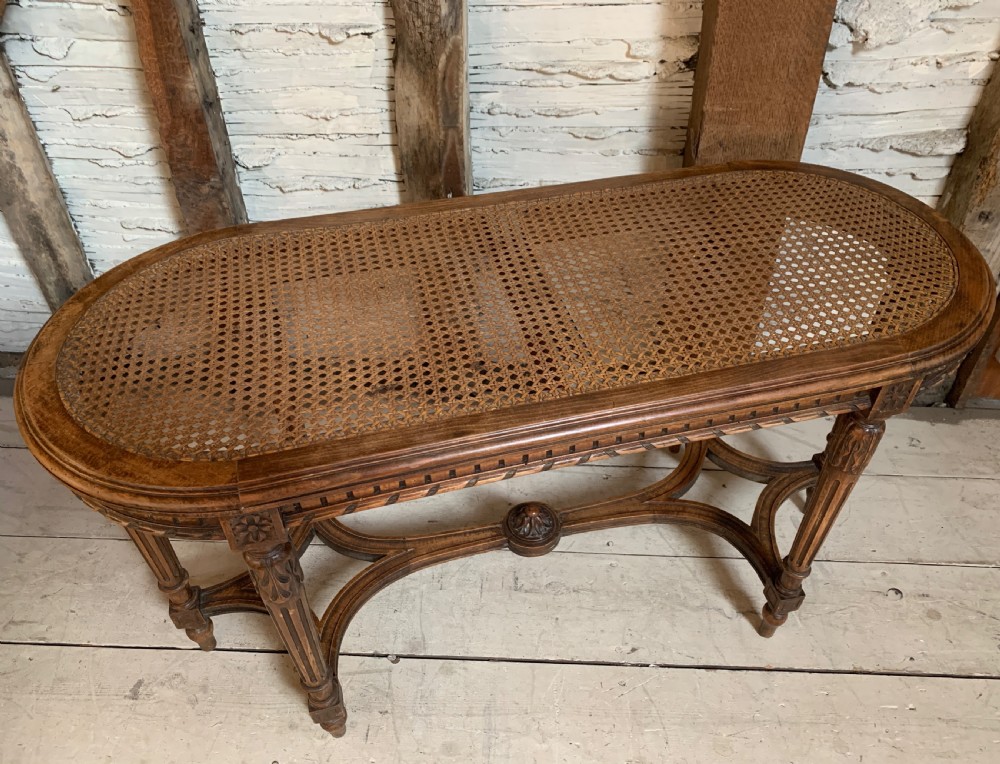 French Louis XVI style window seat stool with cane seat View V