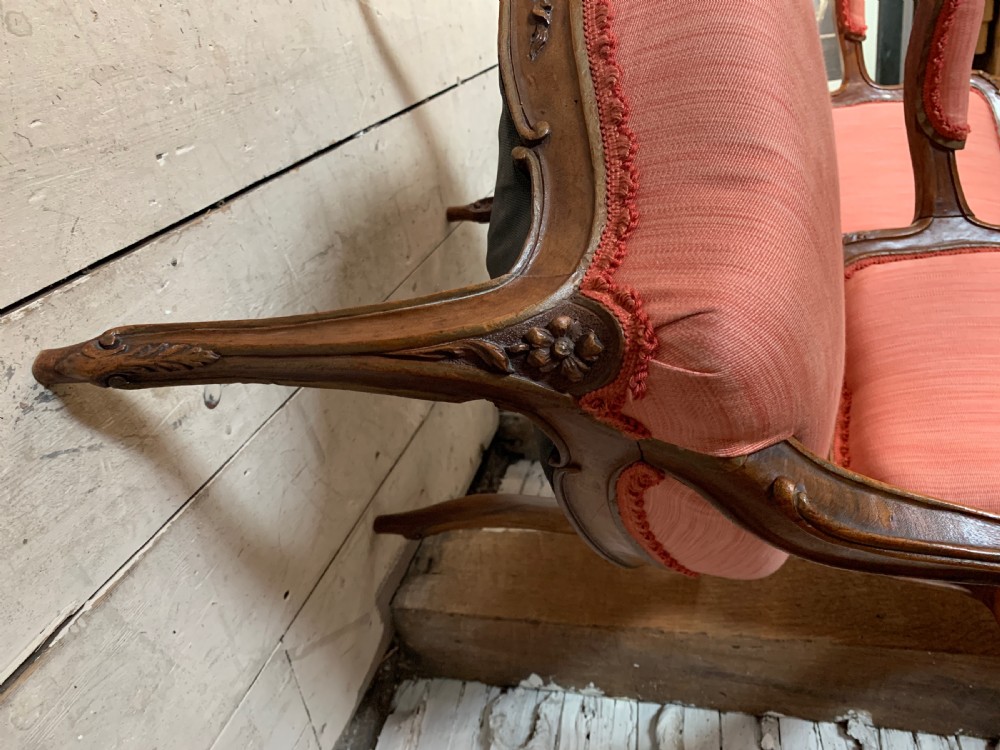 Pair of French Louis XV style fauteuil open armchairs View IV