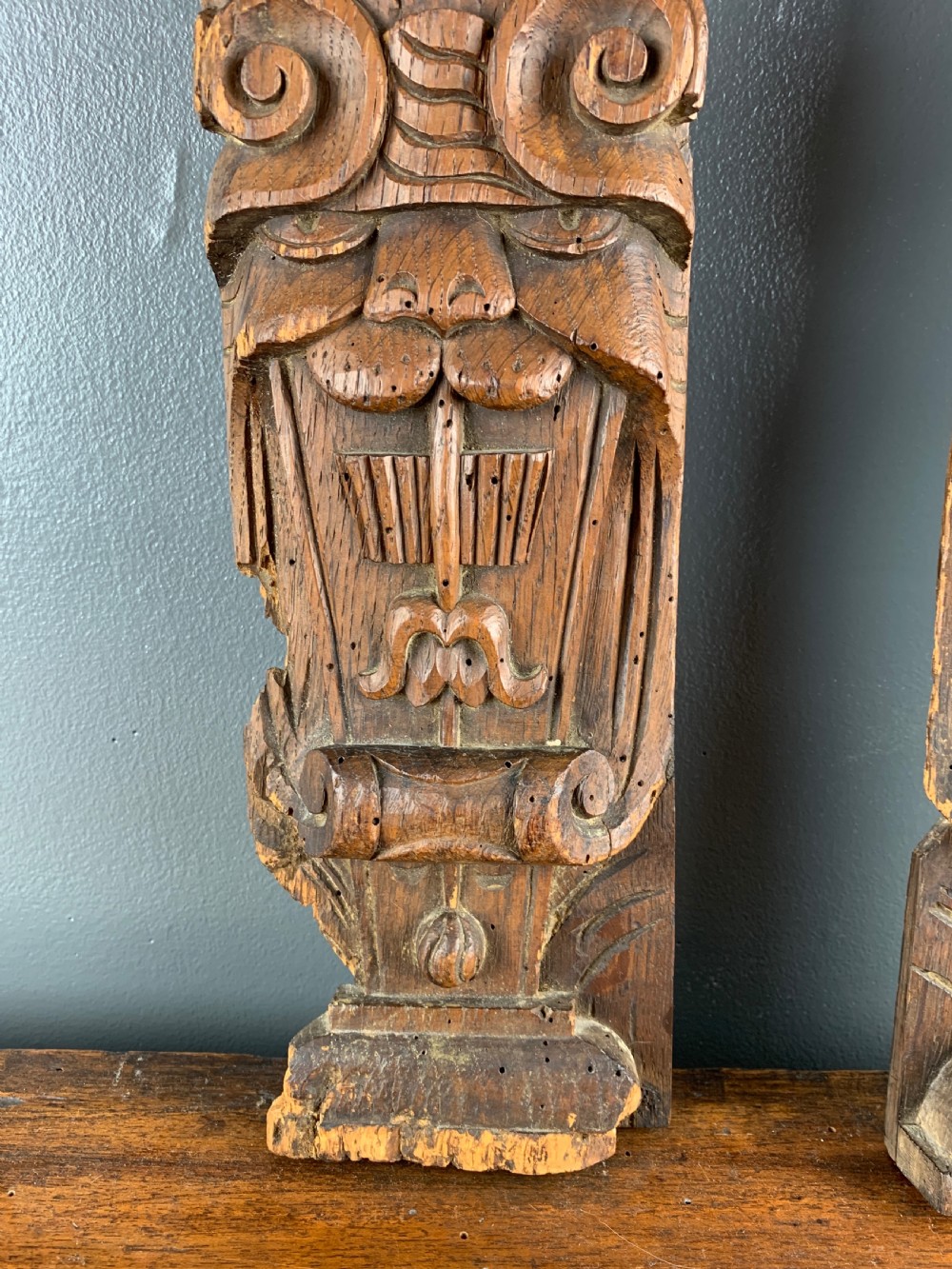 Pair of 16th century carved oak figural terms View IV