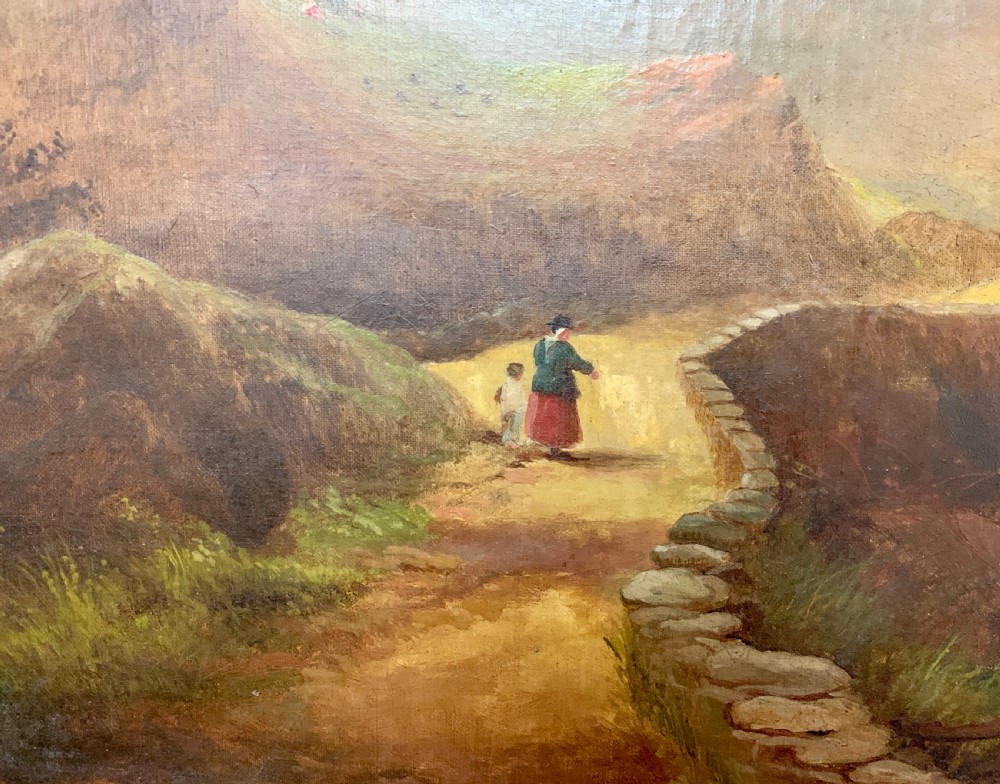 Henry Martin Pope (Attr.) Large oil on canvas of Llanberis Pass Snowdonia View IV