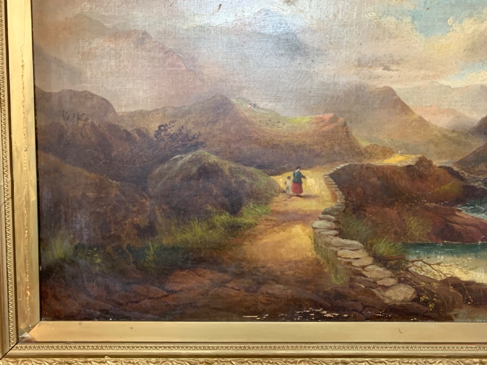 Henry Martin Pope (Attr.) Large oil on canvas of Llanberis Pass Snowdonia View V