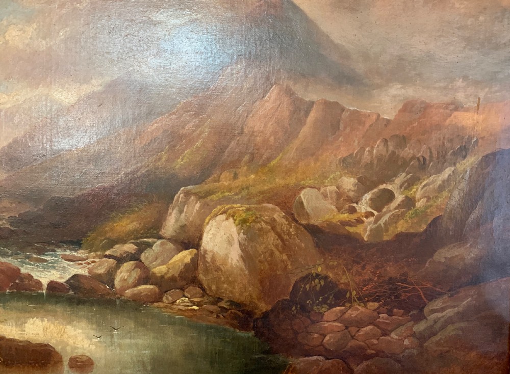 Henry Martin Pope (Attr.) Large oil on canvas of Llanberis Pass Snowdonia View VI