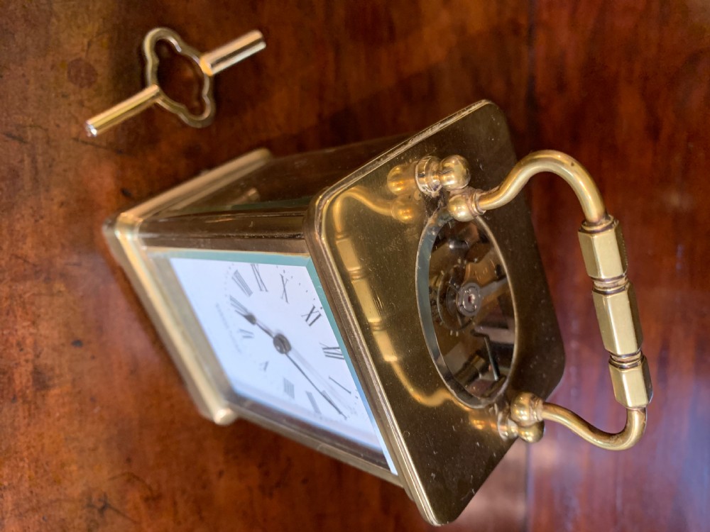 Antique French brass carriage clock by Marcks & Co Ltd Bombay & Poona View III