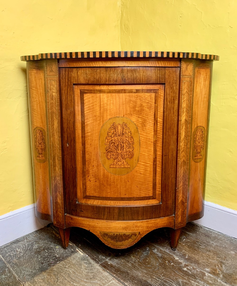 Antique Dutch marquetry inlaid corner cupboard circa 1830