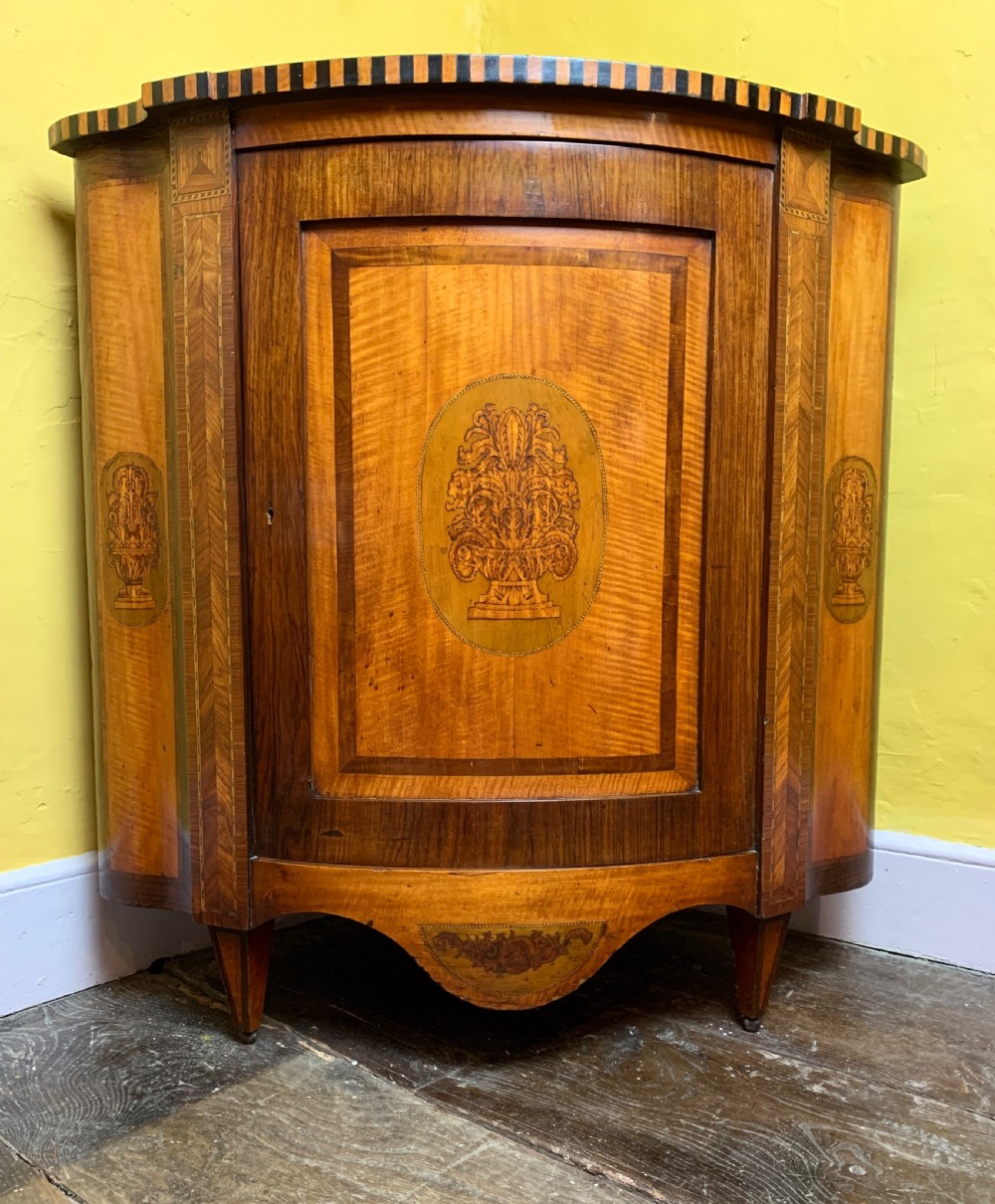 Antique Dutch marquetry inlaid corner cupboard circa 1830 View IV