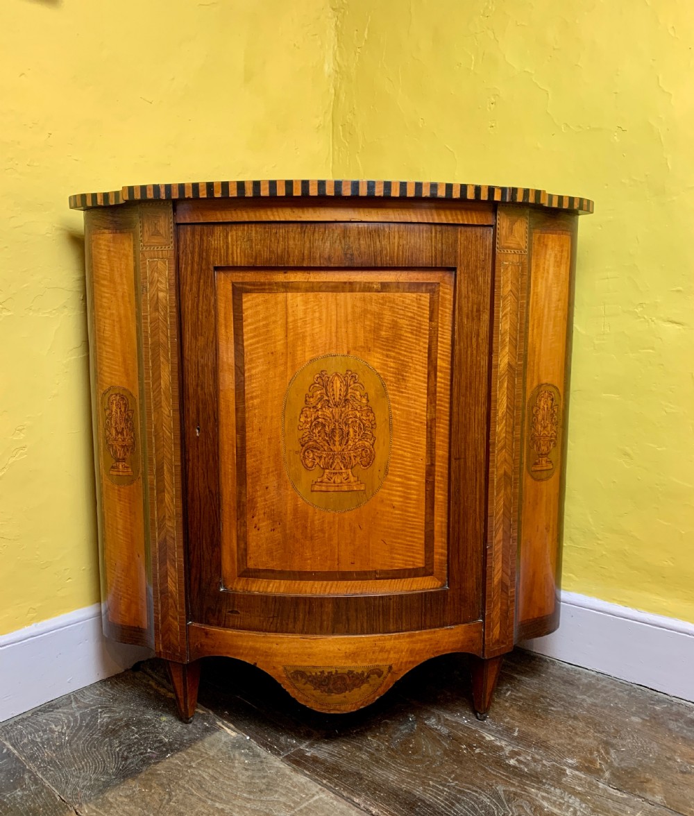 Antique Dutch marquetry inlaid corner cupboard circa 1830 View V