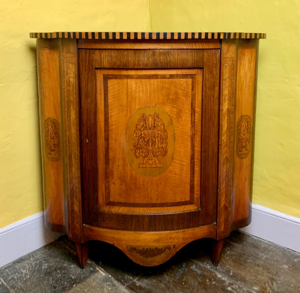 Antique Dutch marquetry inlaid corner cupboard circa 1830 View VI