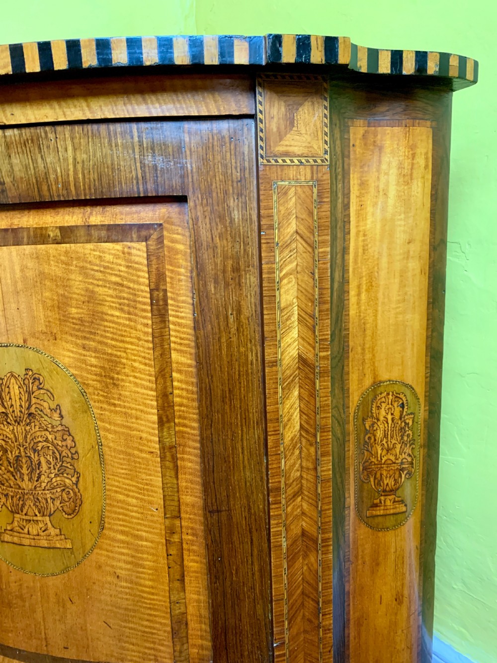 Antique Dutch marquetry inlaid corner cupboard circa 1830 View X