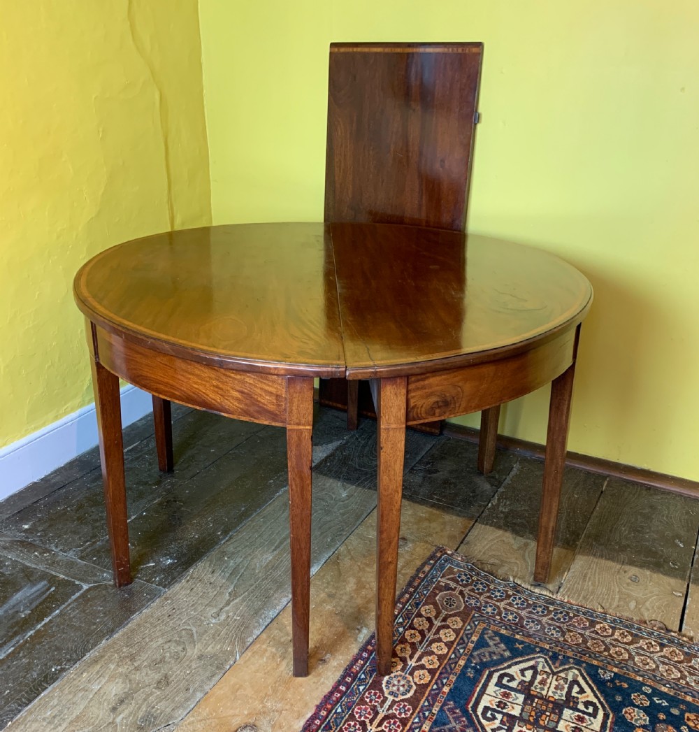 Pair of Georgian mahogany D shape console tables View V