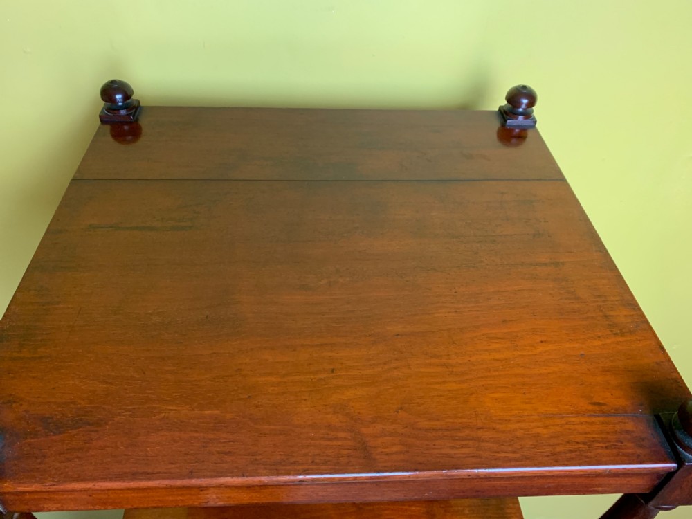 Late Regency mahogany four tier whatnot with drawer base View VII