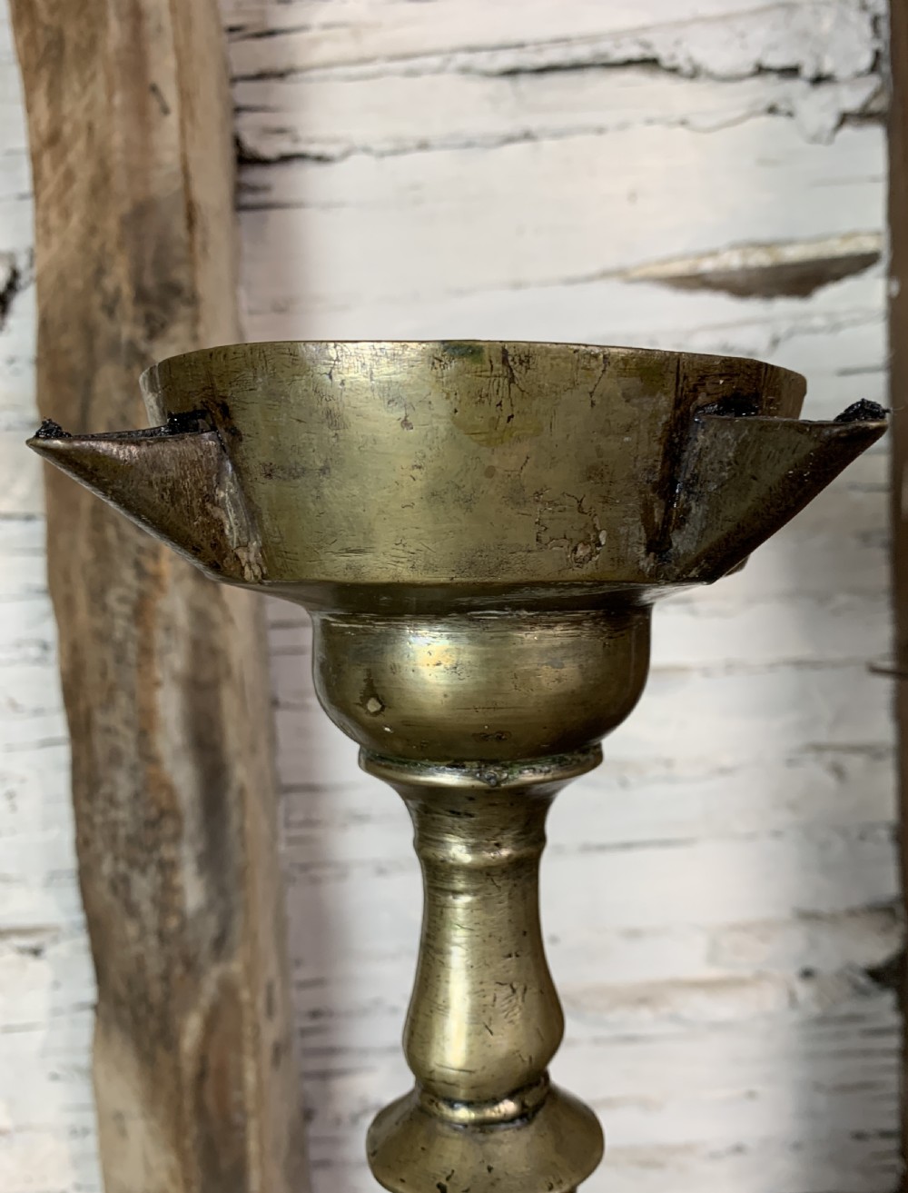 Antique 19th century Indian brass temple lamp View III