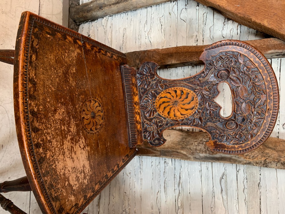 Pair of Swiss Alpine Stabellen chairs circa 1800 View V