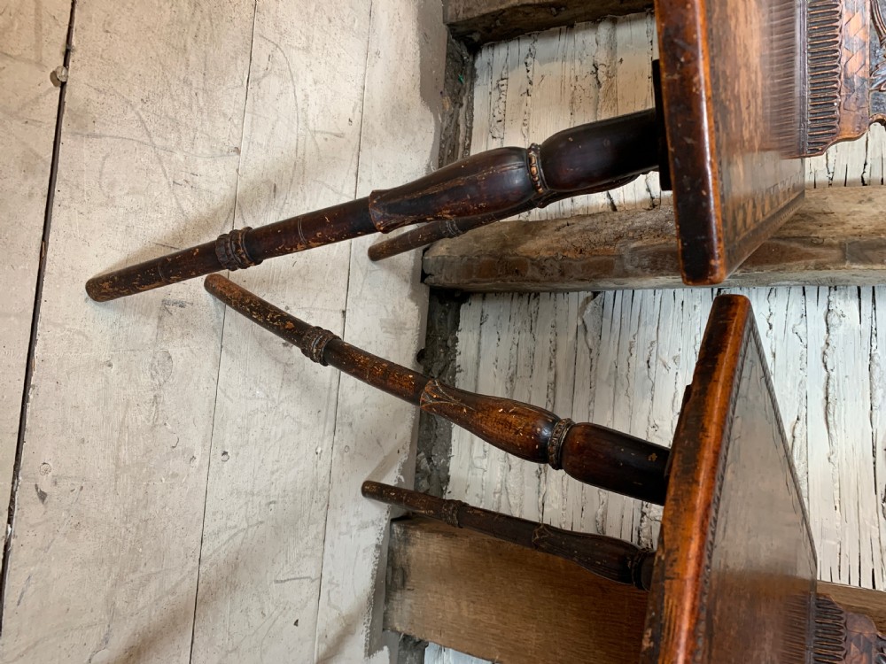 Pair of Swiss Alpine Stabellen chairs circa 1800 View VII