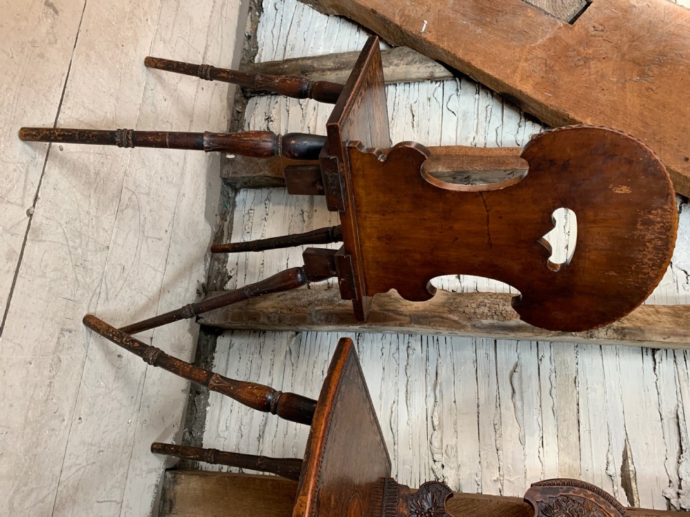 Pair of Swiss Alpine Stabellen chairs circa 1800 View VIII