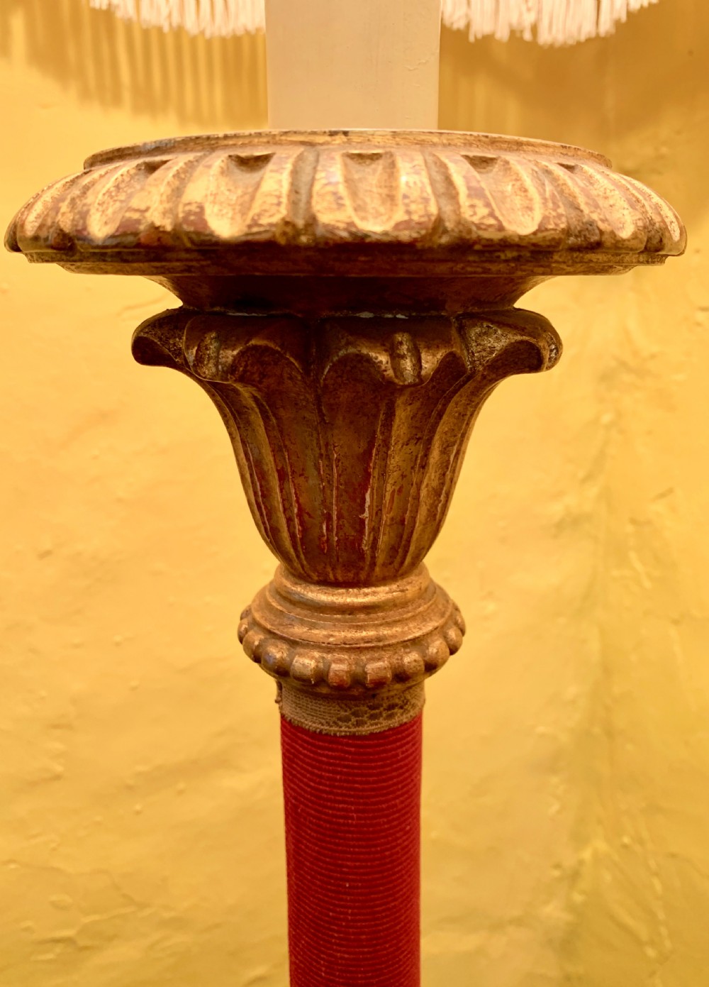 Italian carved gilt wood & red cord standard lamp View IV