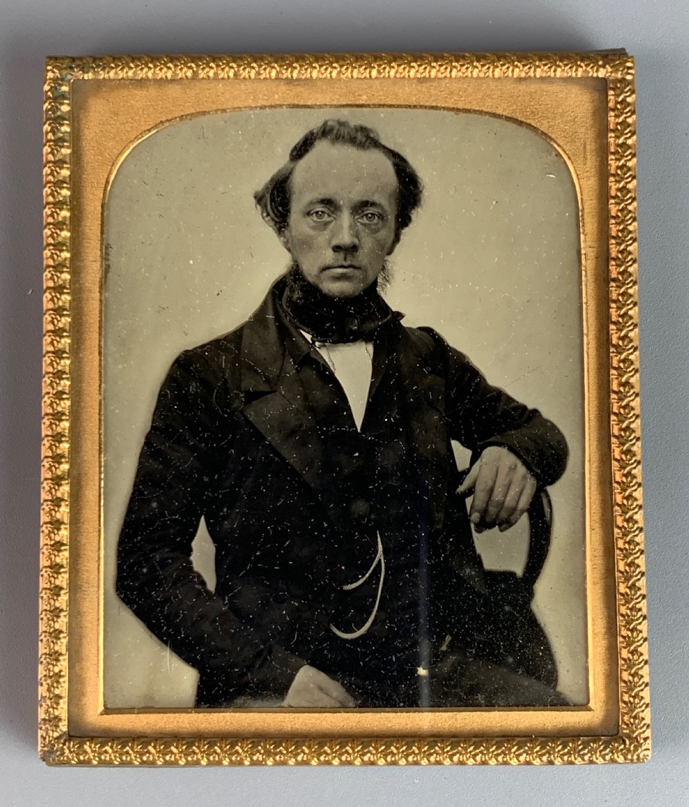 Pair of Victorian portrait ambrotype photographs of a lady and gentleman circa 1860 View II