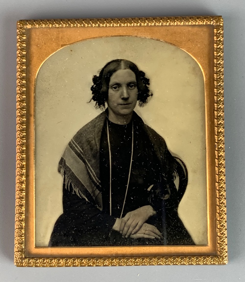 Pair of Victorian portrait ambrotype photographs of a lady and gentleman circa 1860 View III