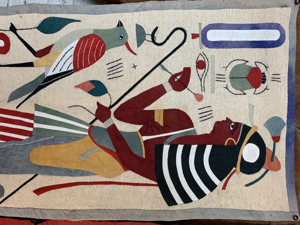Pair of Egyptian appliqué work tapestry wall hangings View III