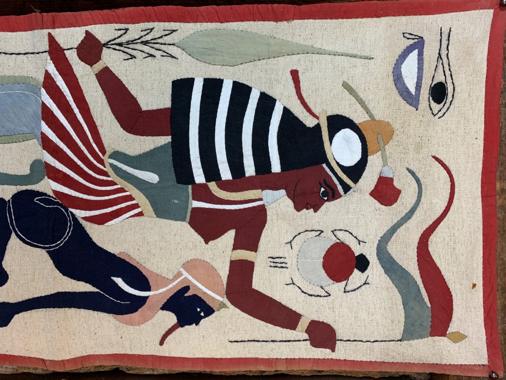 Pair of Egyptian appliqué work tapestry wall hangings View IV