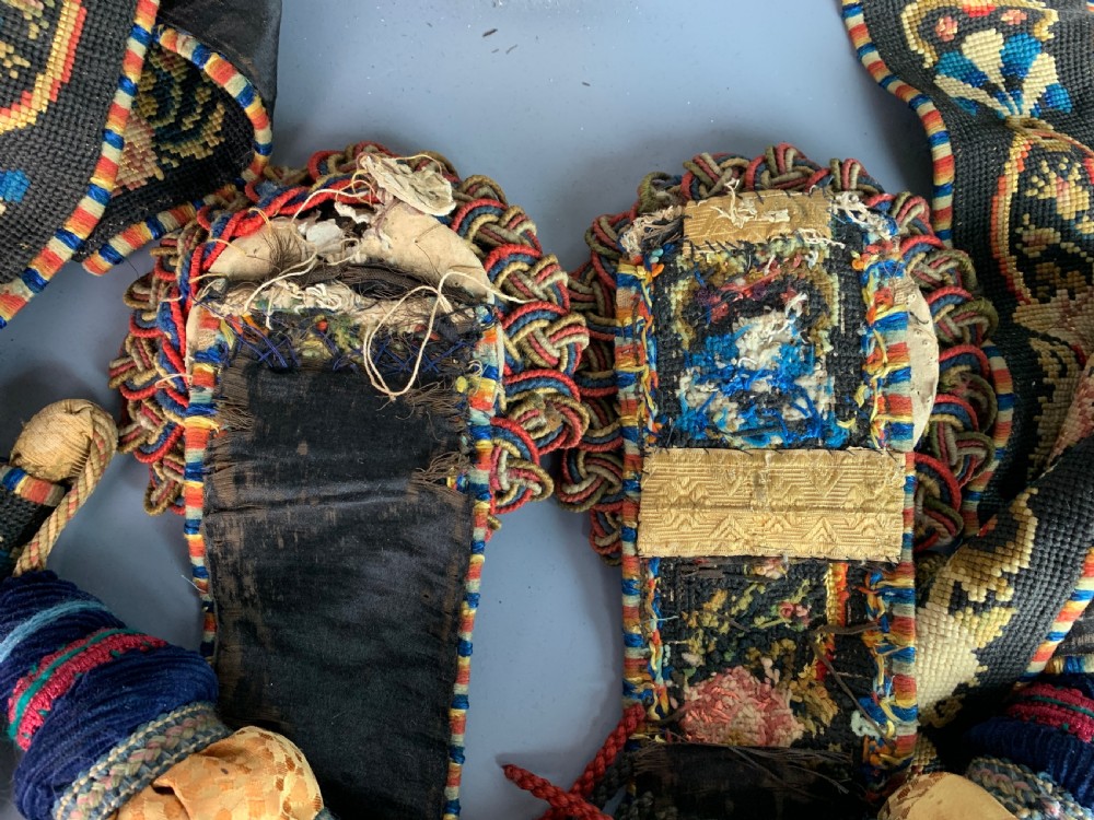 Exceptional pair of Victorian Berlin woolwork needlework bell pulls  View VI