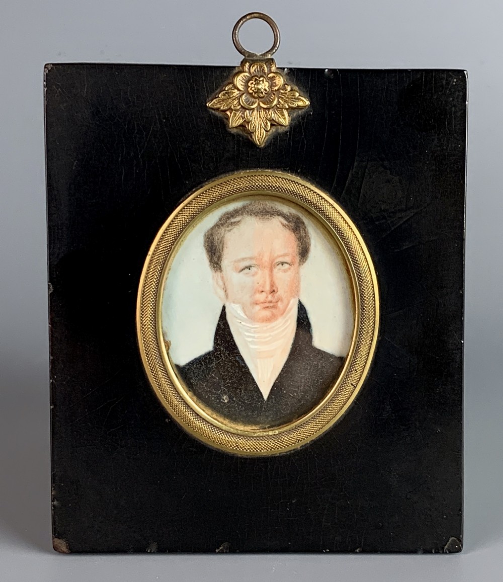 Regency watercolour portrait miniature of a gentleman