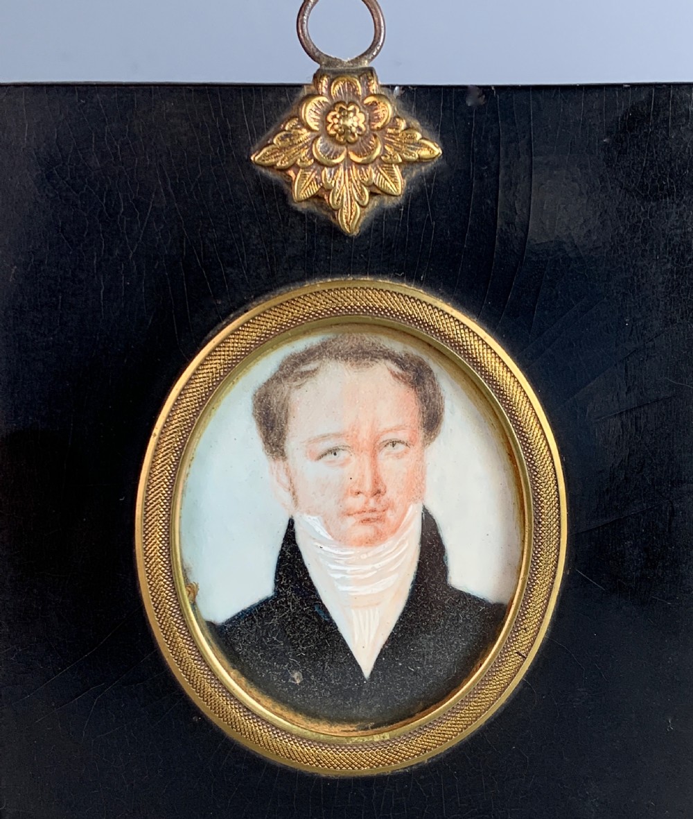 Regency watercolour portrait miniature of a gentleman View II