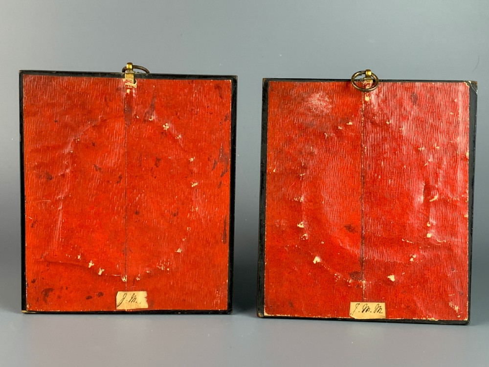 Pair of Regency cut paper silhouettes of a lady and gentleman with painted highlights View IV