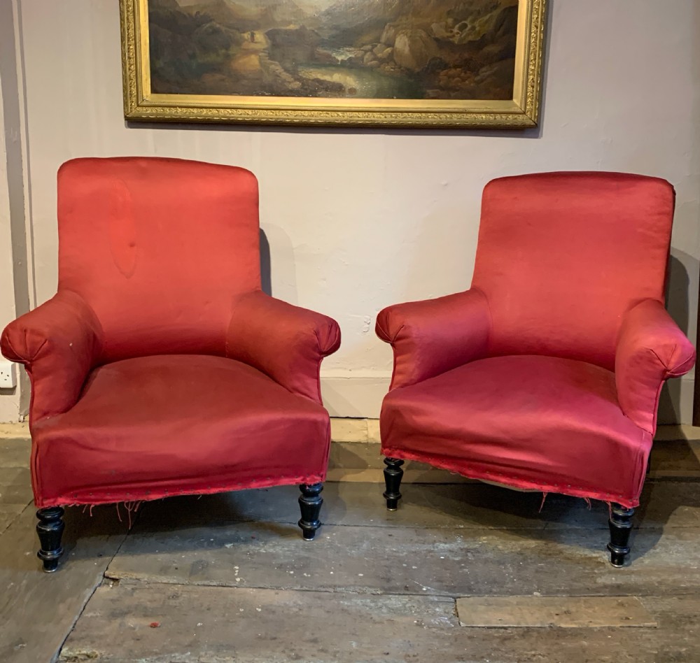 Pair of Antique French Napoleon III armchairs circa 1870