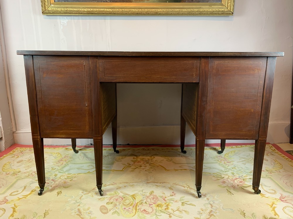 Edwardian inlaid mahogany twin pedestal desk View VIII