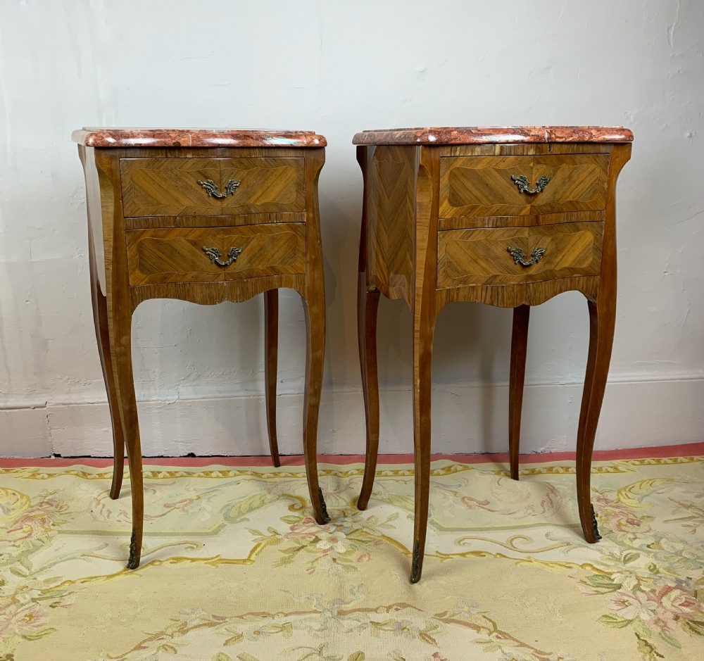 Pair of French parquetry beside chests in Louis XVI style  View II