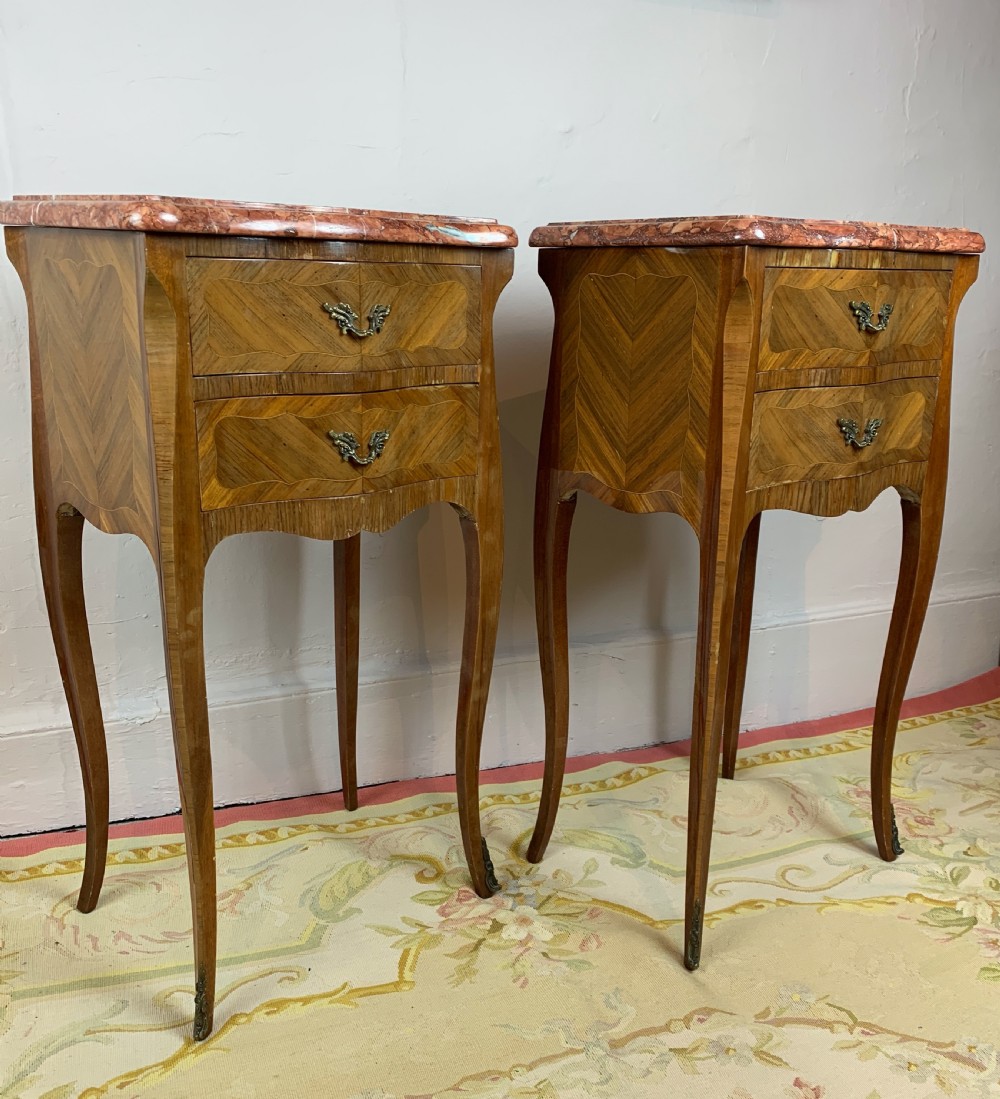 Pair of French parquetry beside chests in Louis XVI style  View III