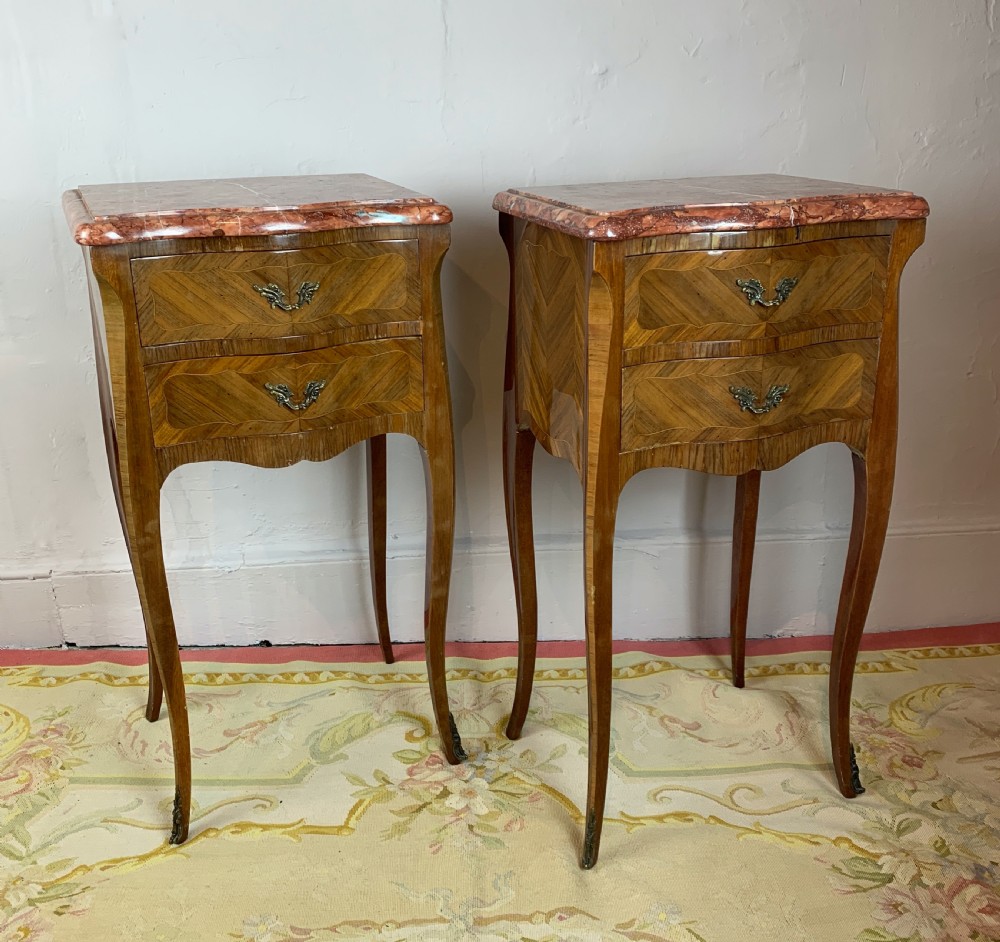 Pair of French parquetry beside chests in Louis XVI style  View VII