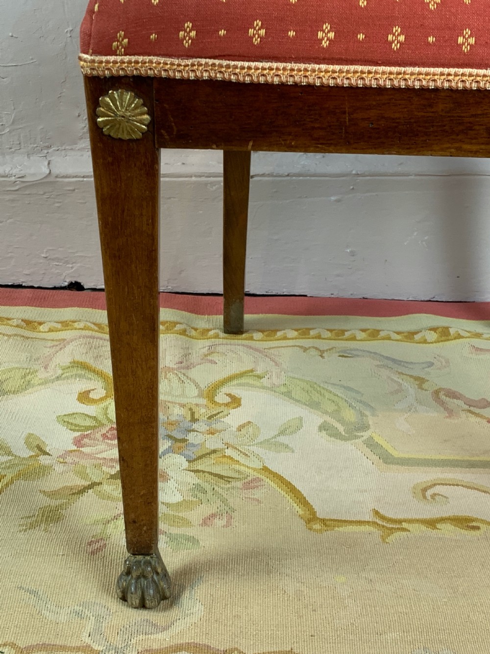 Set of six Biedermeier dining chairs with gilt paw feet View VII