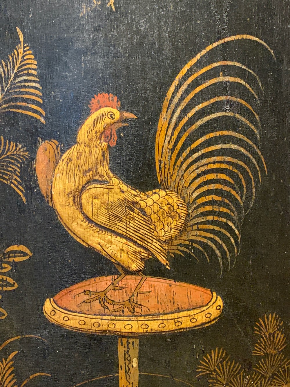 Georgian chinoiserie decorated japanned corner cupboard View VI
